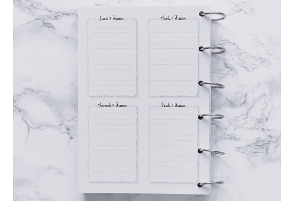 Agenda hebdomadaire - A4