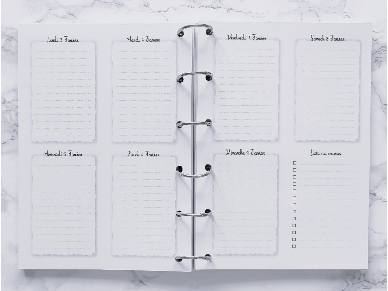 Agenda hebdomadaire cuisine  - A4