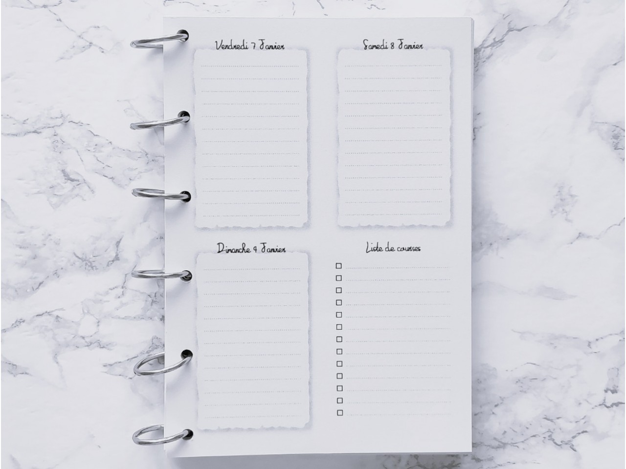 Agenda hebdomadaire cuisine  - A4