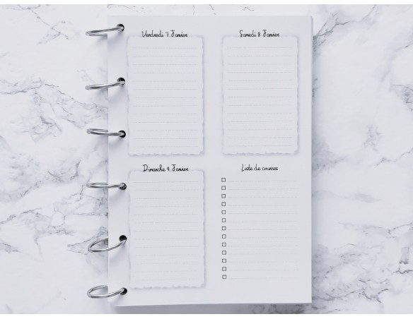 Agenda hebdomadaire cuisine  - A4