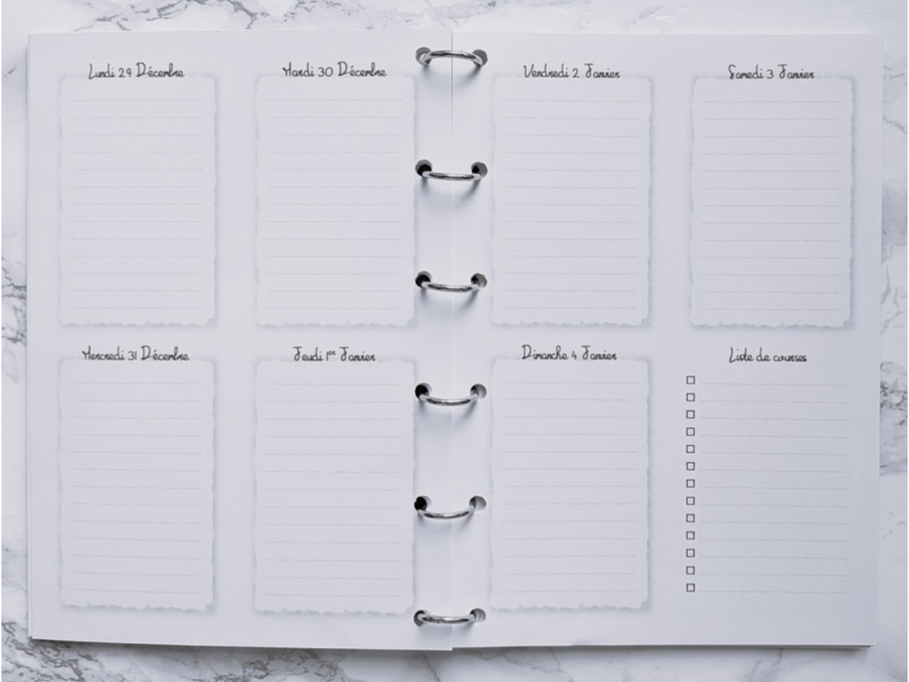 Agenda hebdomadaire cuisine - A5