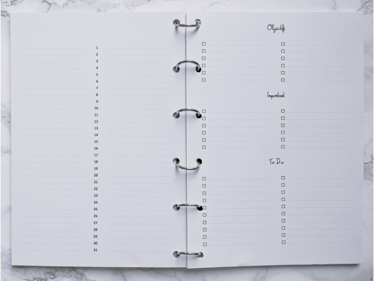 Agenda mensuel non daté 26 pages - A6