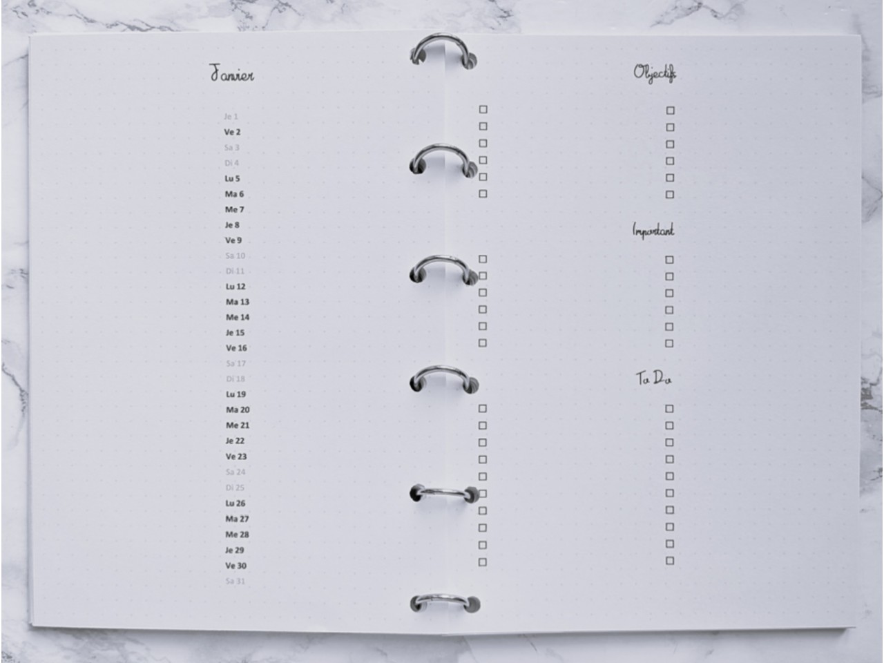 Agenda mensuel Vertical - Bujo