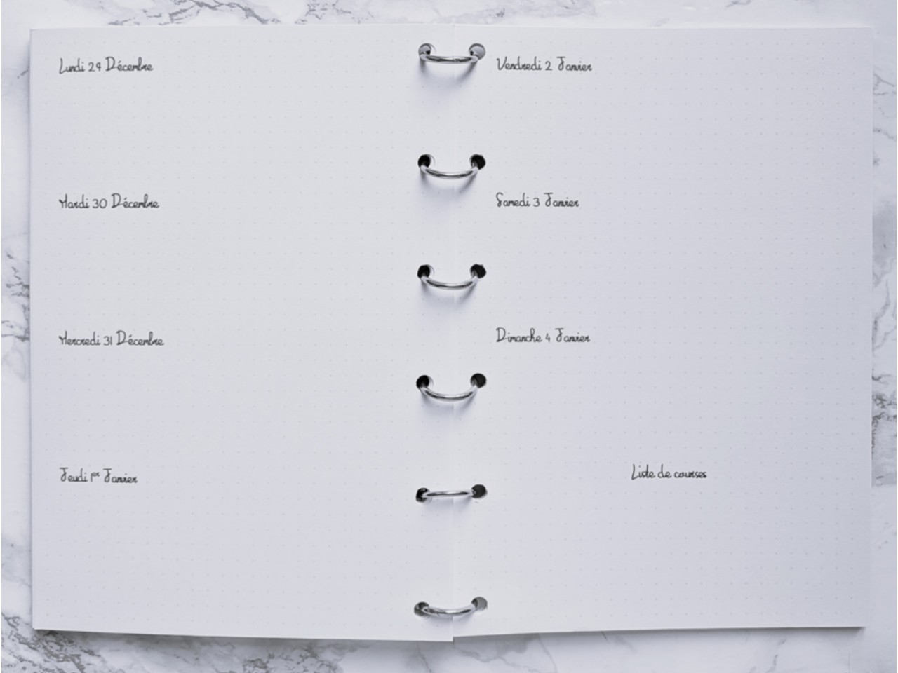 Agenda hebdomadaire cuisine - Bujo