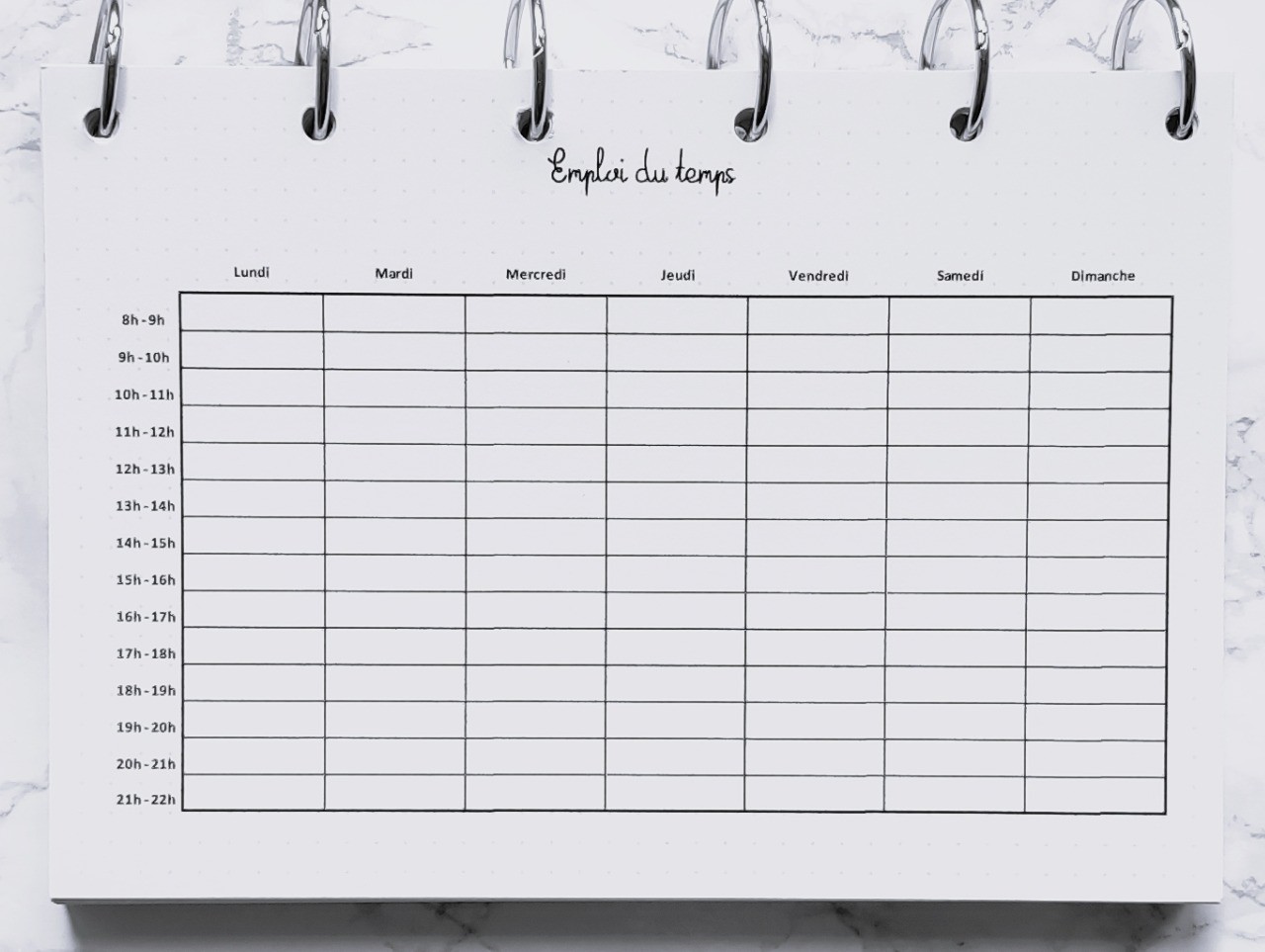 Emploi du temps - Bujo