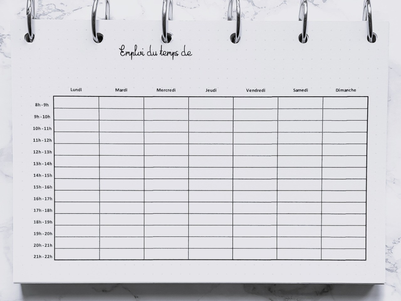 Emploi du temps de - Bujo