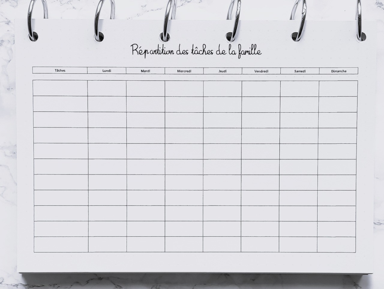 Répartition des tâches de la famille - Bujo