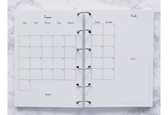 Agenda mensuel - Bullet journal Date Daté