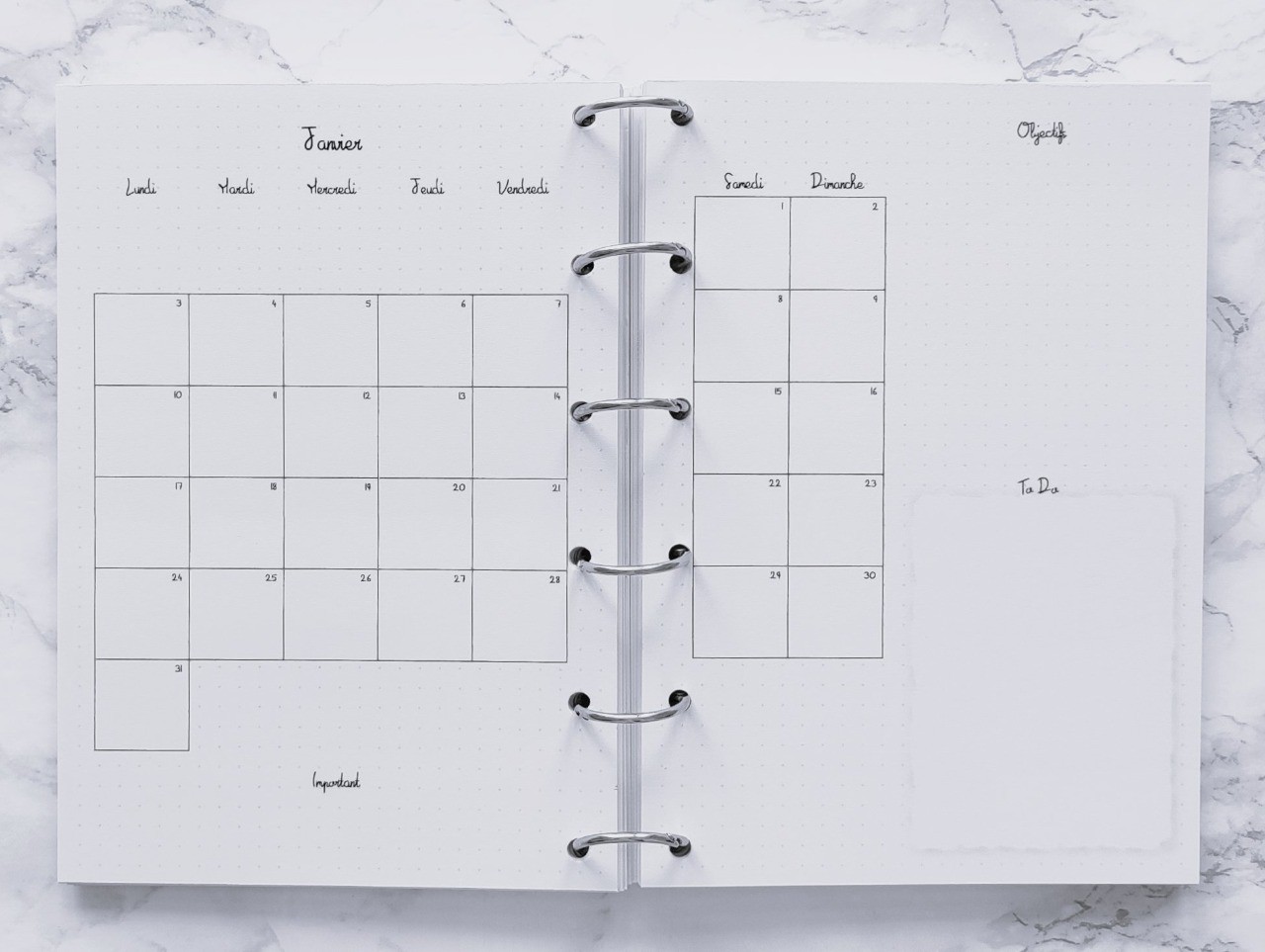 Agenda Classique & bilan mensuel - Bujo