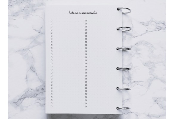 Liste de courses mensuelle - Bujo