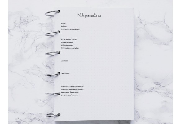 Fiche personnelle - Bujo