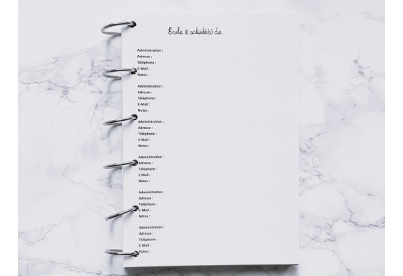 Ecole & activité(s) de (Répertoire) - Bujo