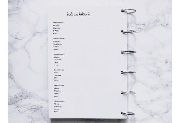 Ecole & activité(s) de (Répertoire) - Bujo