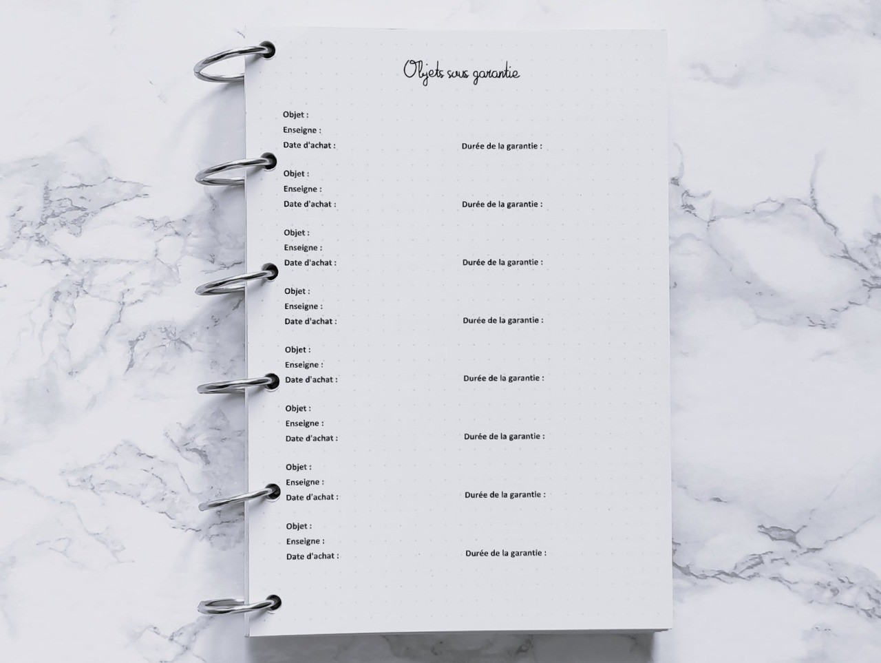 Objets sous garantie - Bujo
