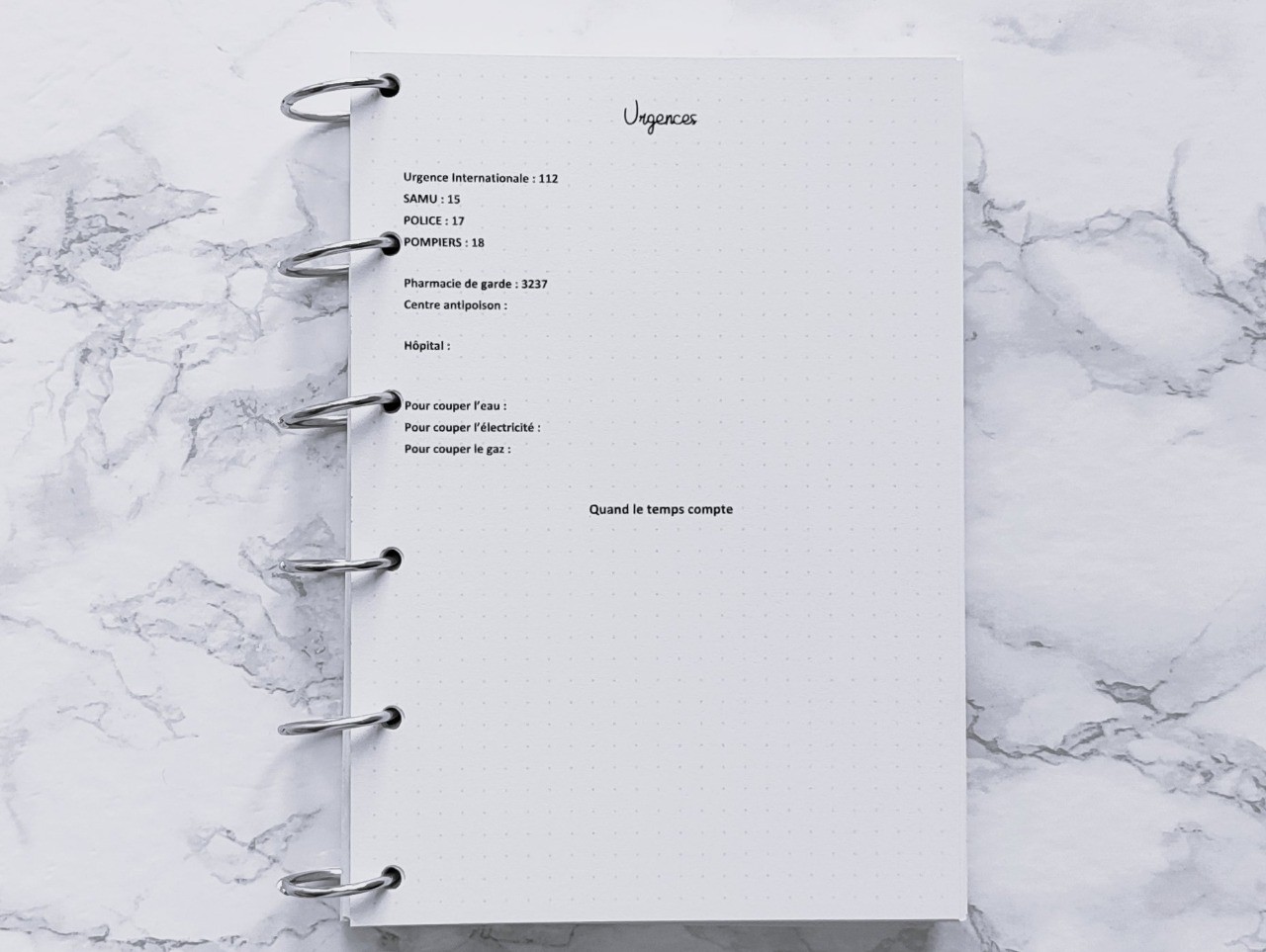 Urgences (Répertoire) - Bujo