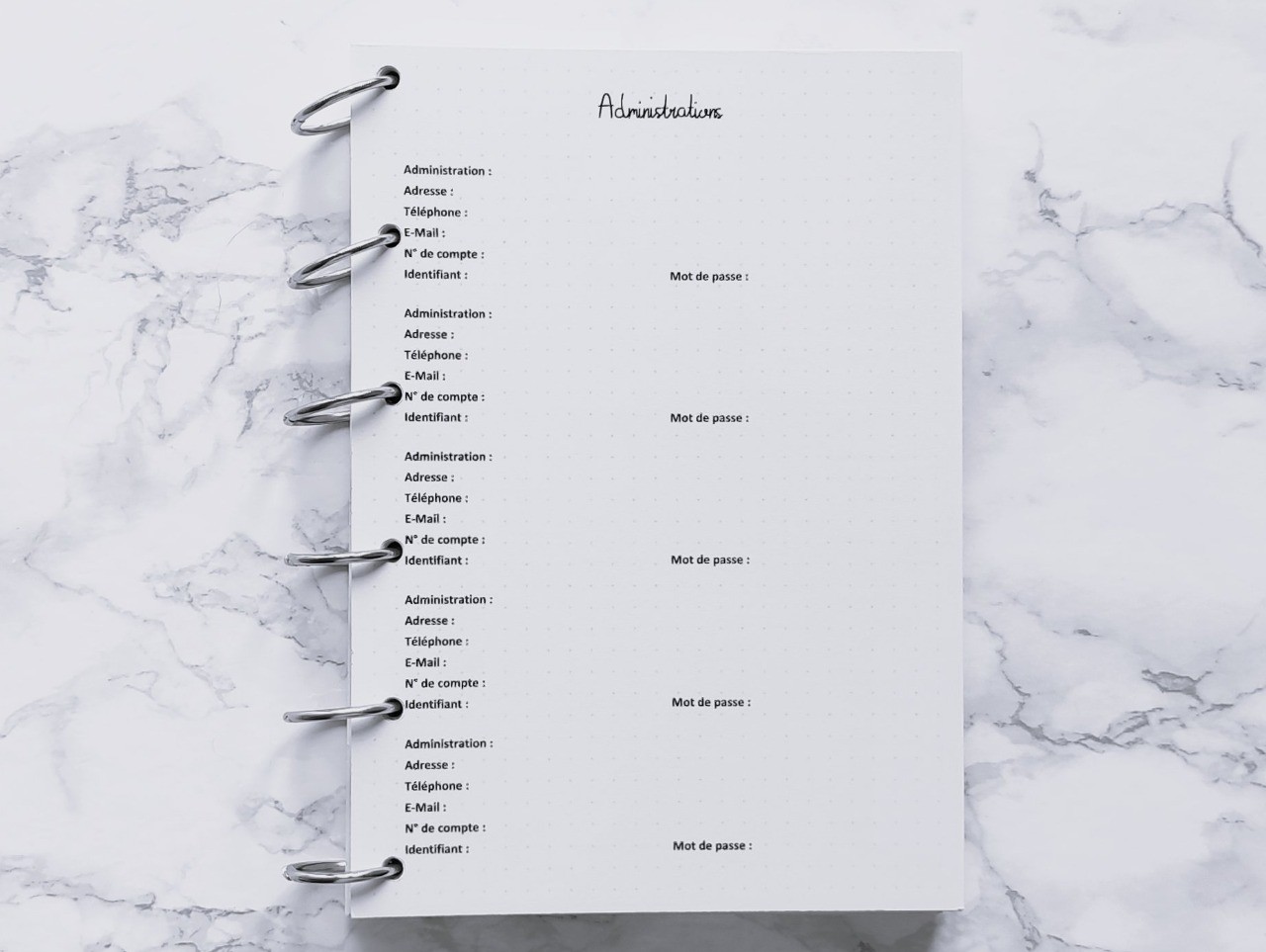 Administrations (Répertoire) - Bujo