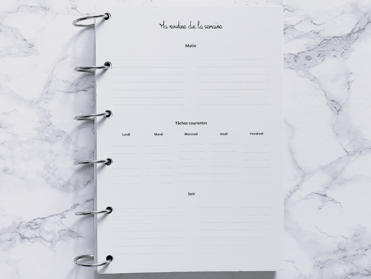 Ma routine de la semaine - A4