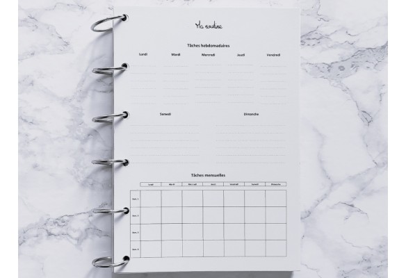 Ma routine hebdomadaire et mensuelle - A4