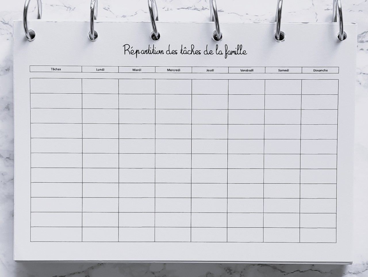 Répartition des tâches de la famille - A4