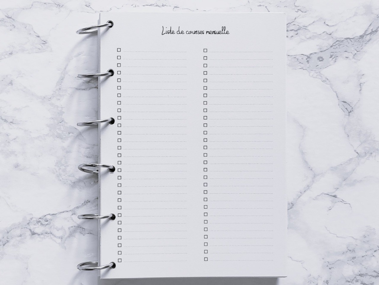 Liste de courses mensuelle - A5