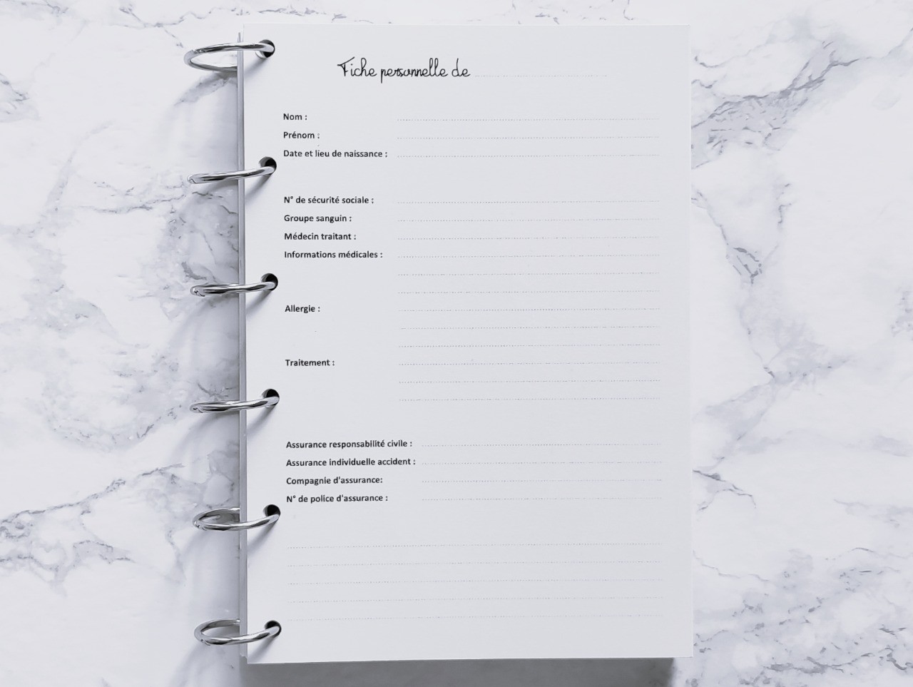 Fiche personnelle de - A6