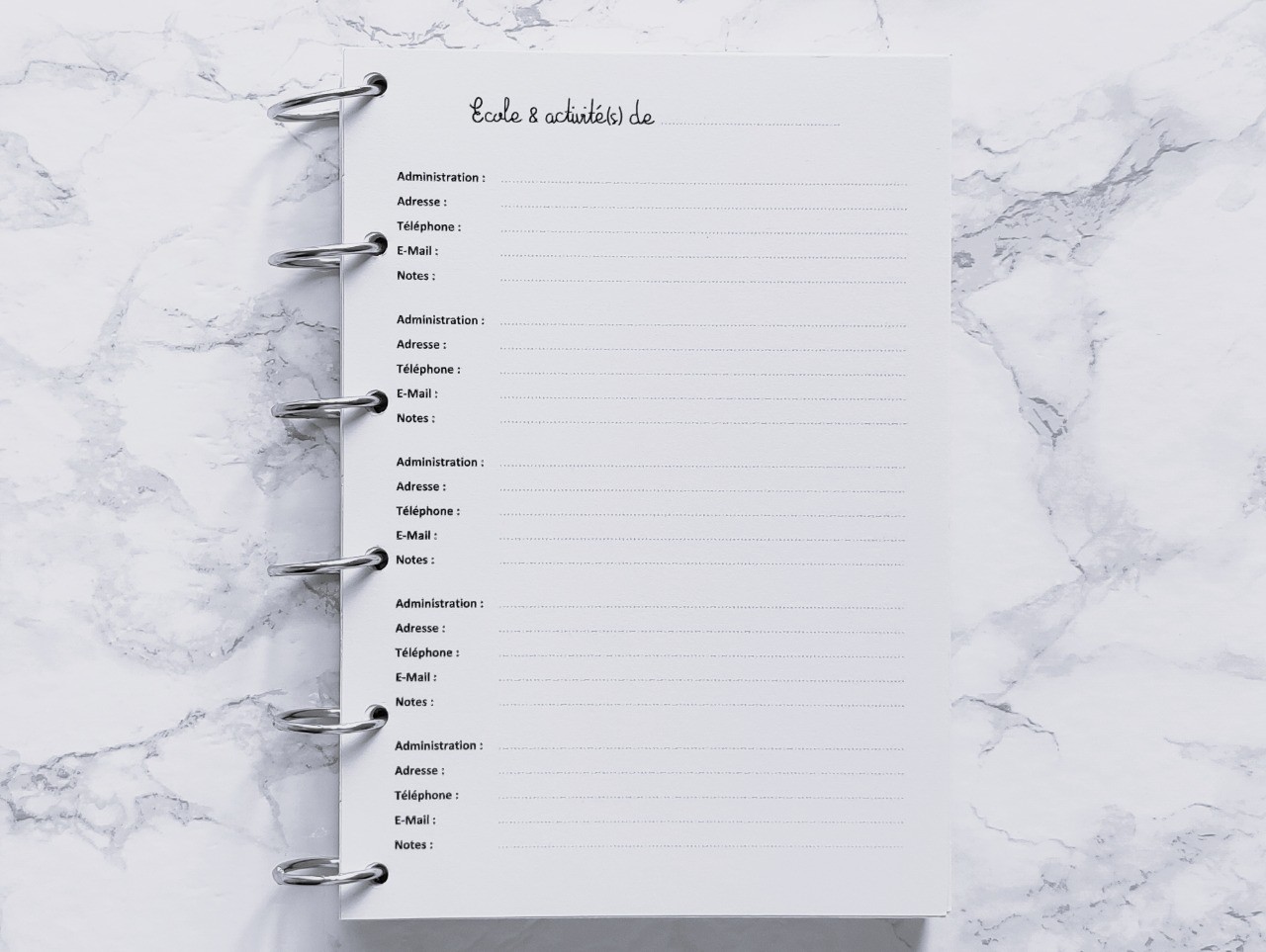 Ecole & activité(s) de (Répertoire) - A6