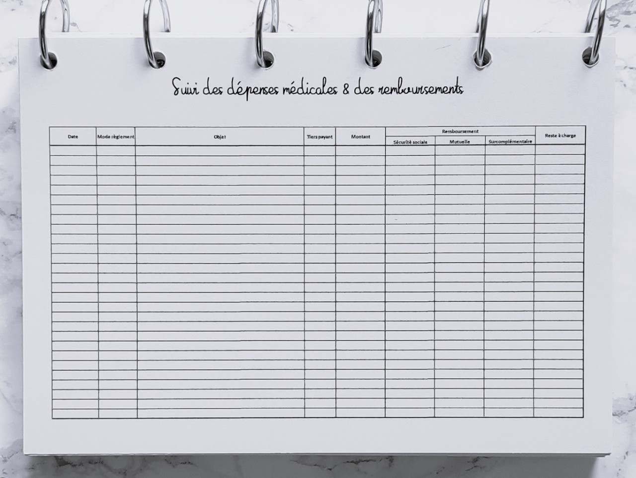 Suivi des dépenses médicales & des remboursements - A4