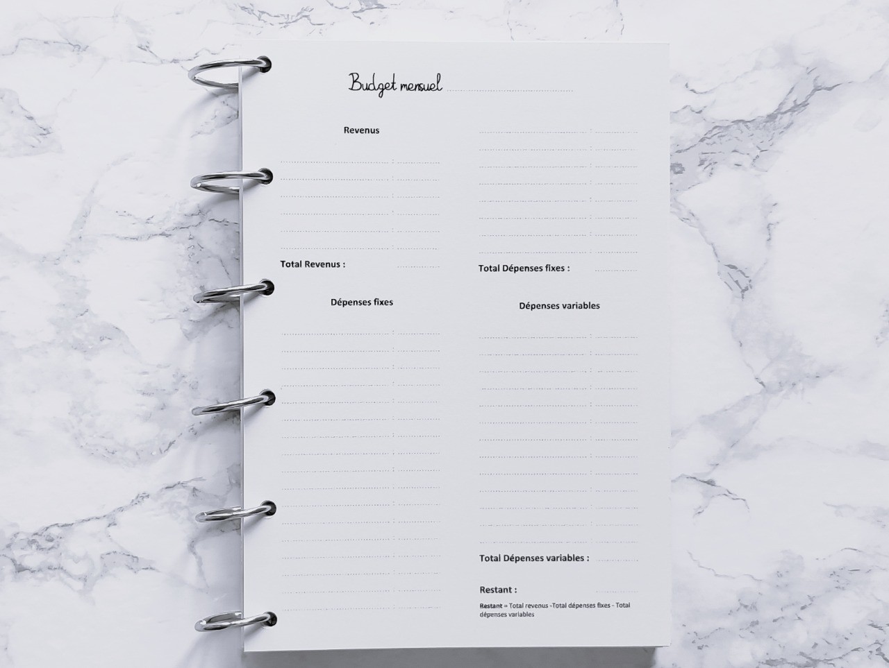 Budget mensuel - A5