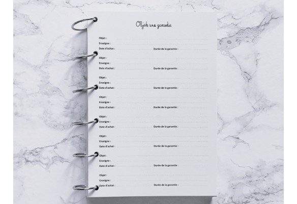 Objets sous garantie - A5