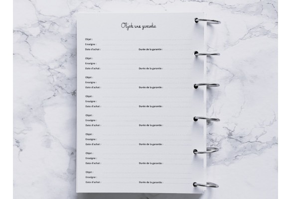 Objets sous garantie - A5
