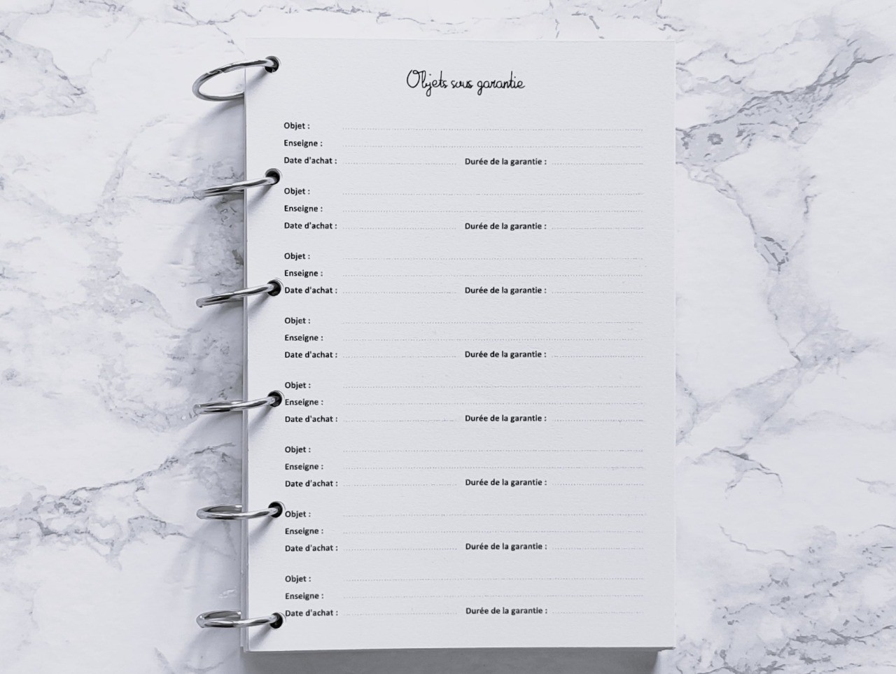 Objets sous garantie - A6