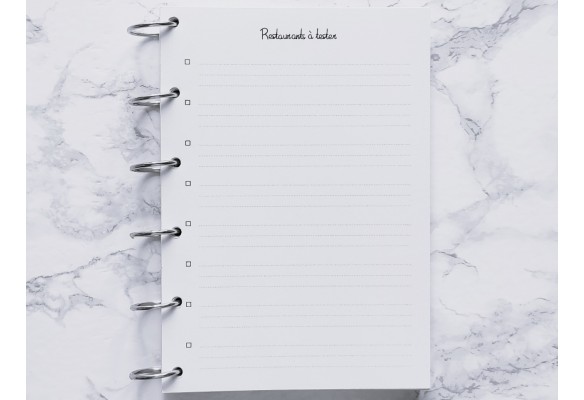 Restaurants à tester - A4