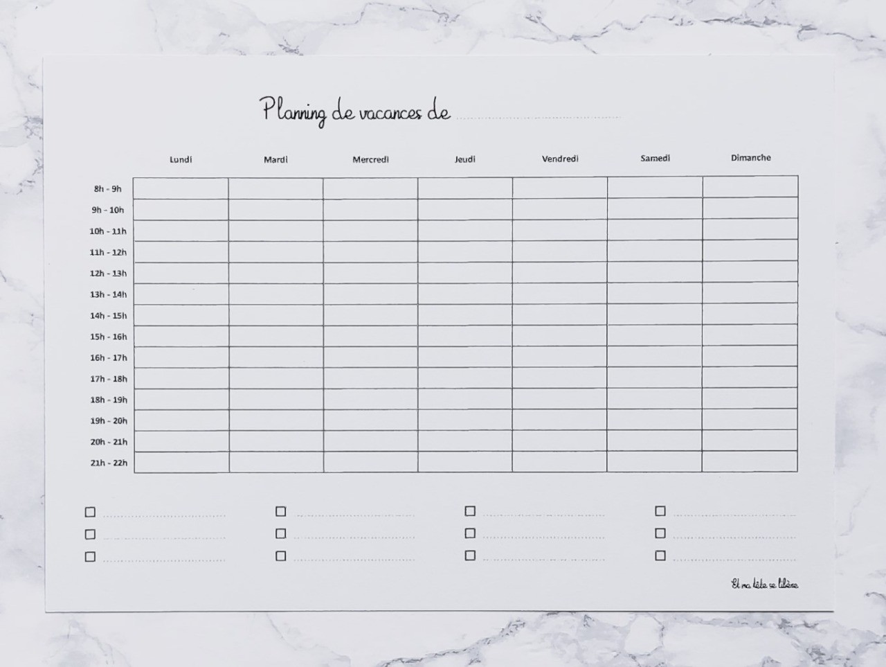 Plannings de la Semaine et de Vacances de