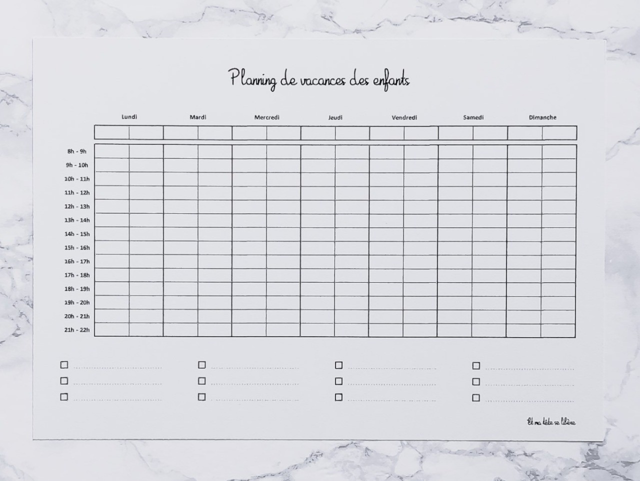 Plannings de la Semaine et de Vacances - 2 enfants
