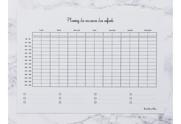 Plannings de la Semaine et de Vacances - 2 enfants