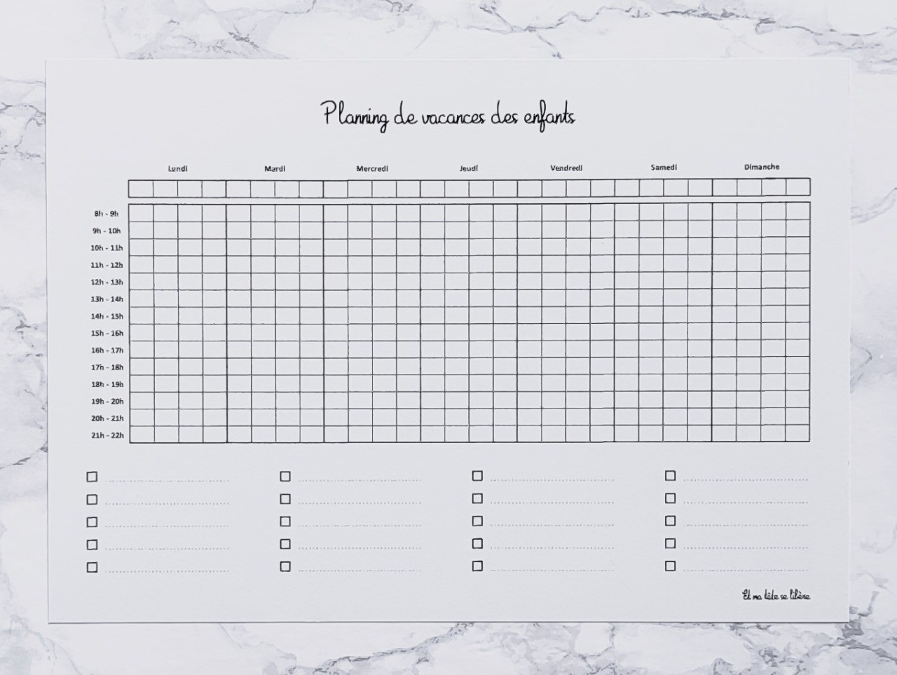 Plannings de la Semaine et de Vacances - 4 enfants