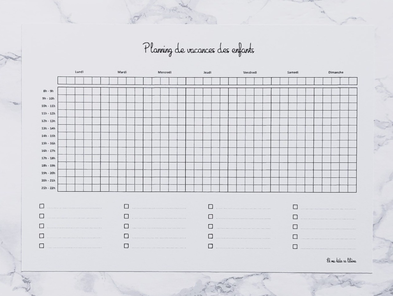 Plannings de la Semaine et de Vacances - 5 enfants
