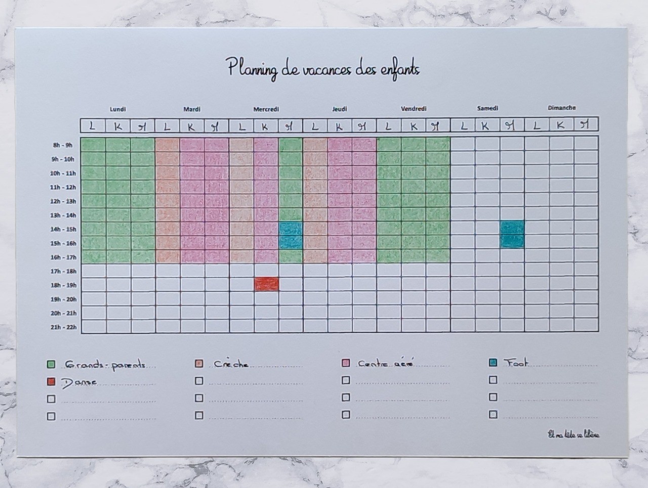 Plannings de la Semaine et de Vacances - 3 enfants