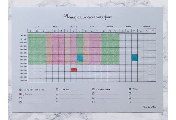 Plannings de la Semaine et de Vacances - 3 enfants
