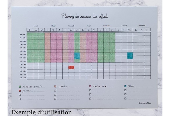 Planning 3 enfants - A4