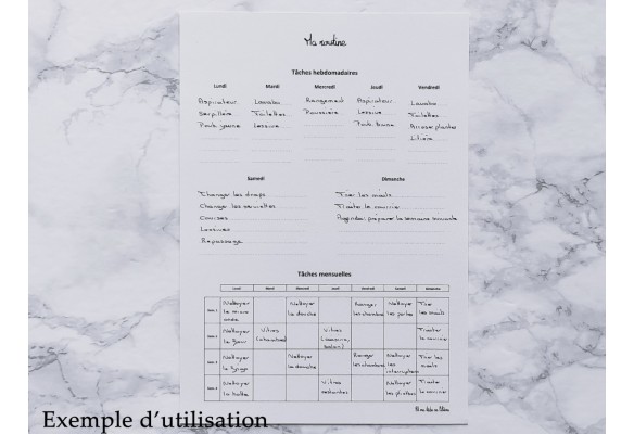 Ma routine hebdomadaire et mensuelle - A4