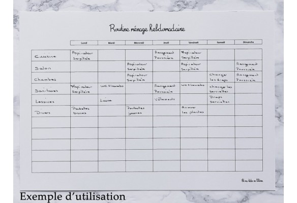 Routine ménage complète - A4