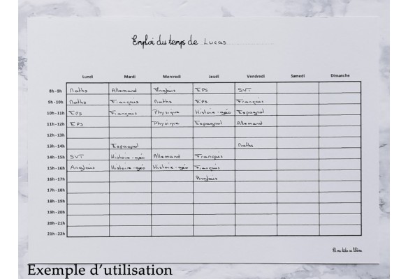 Emploi du temps de - Bujo