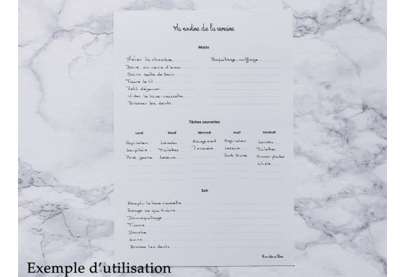 Ma routine de la semaine - Bujo