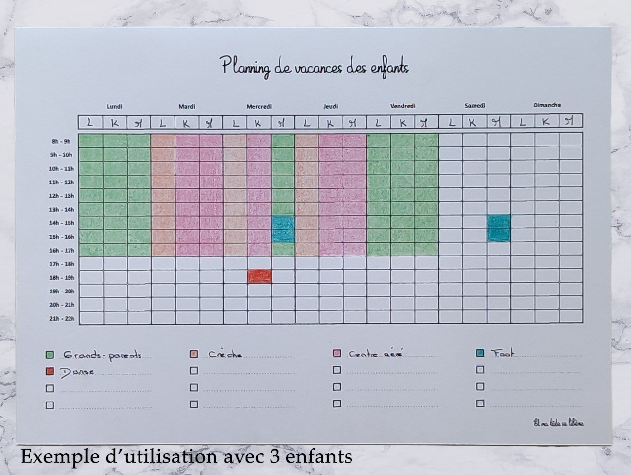 Plannings de la Semaine et de Vacances de
