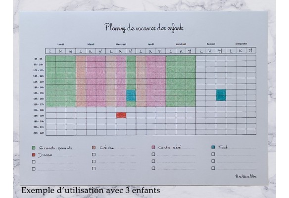 Planning 5 enfants - Bujo