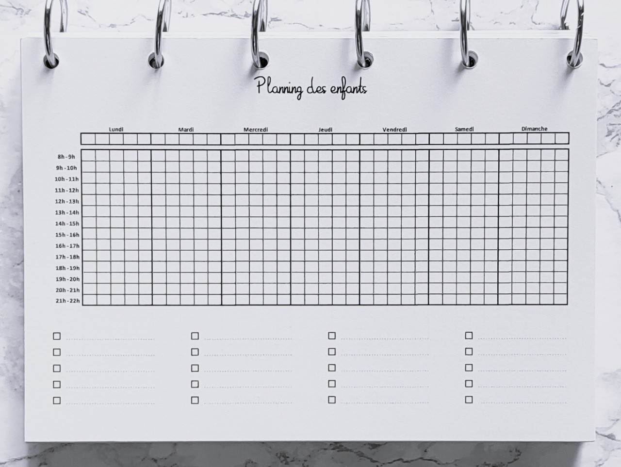 Planning 5 enfants - A4