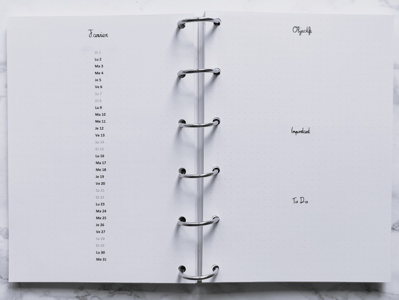 Agenda Vertical & bilan mensuel - Bujo