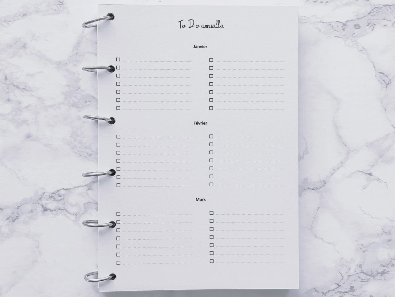 To Do sur 12 mois - A6