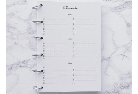To Do sur 12 mois - A6